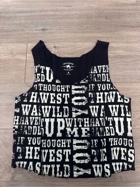 Idyllwind Black Graphic Ribbed Tank with White Logo
